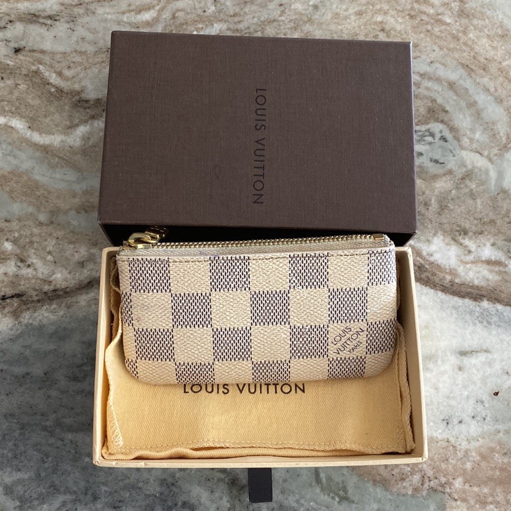 LV Louis Vuitton Key Pouch Damier Azur